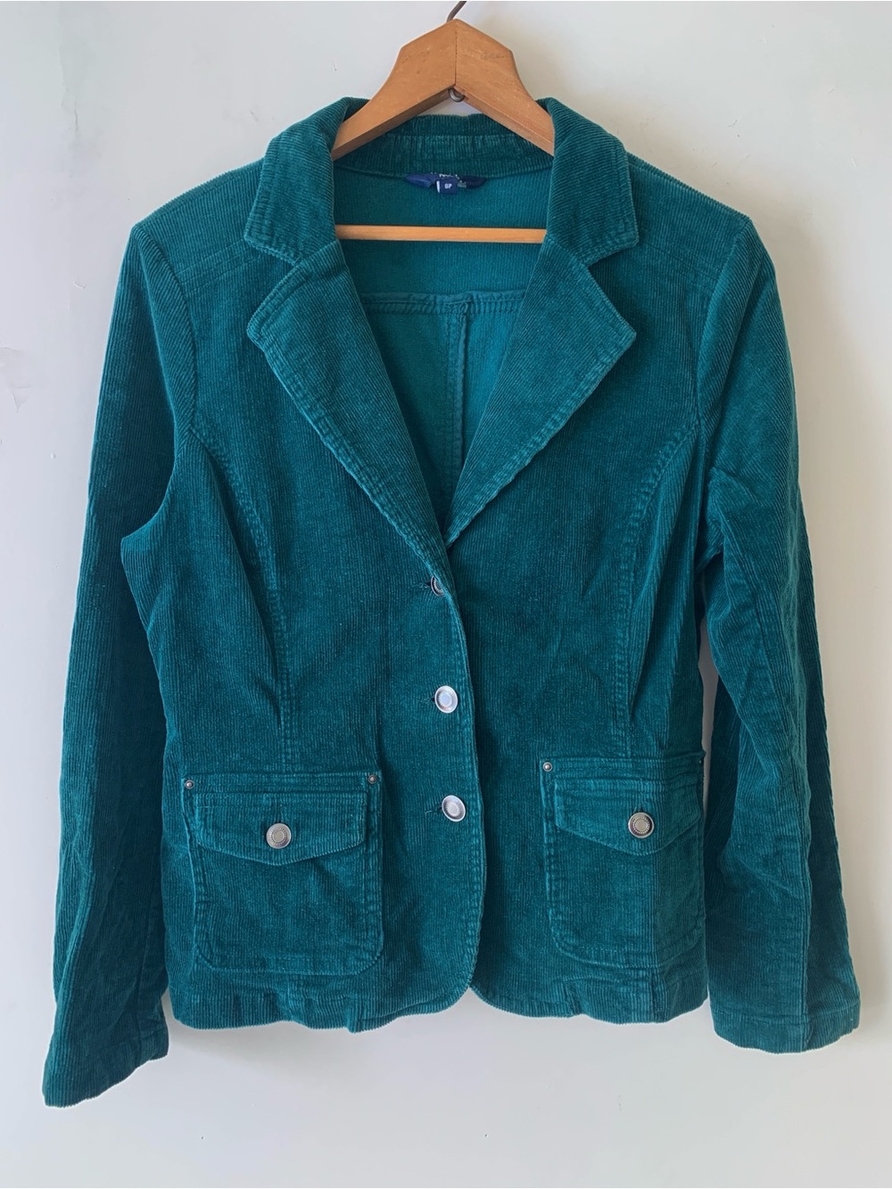 Teal Corduroy Blazer Jacket with Two Front Pockets Size 8P